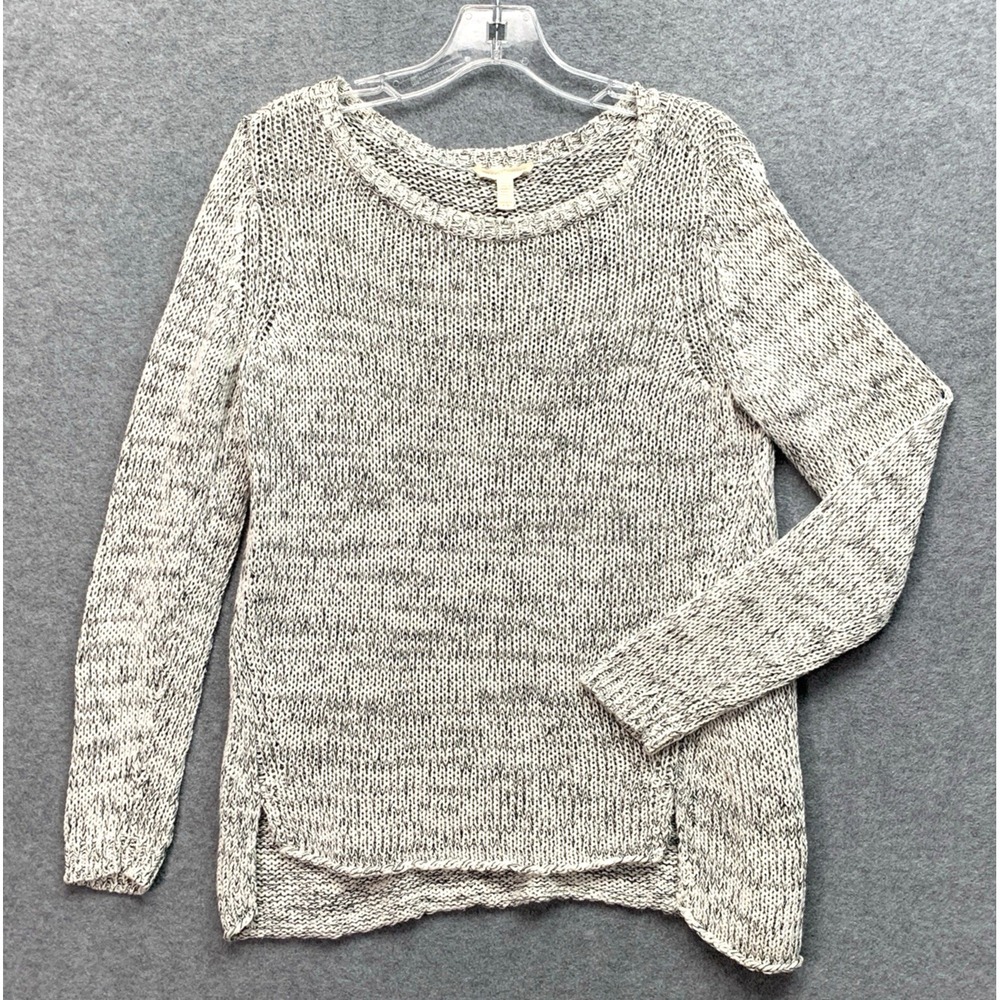 Eileen Fisher Organic Linen Cotton Blend Marled Sweater Size S Gray Quiet Luxury